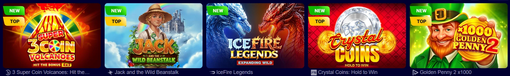 New slot games selection